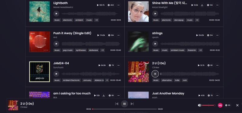 audio.com音楽サイトで音楽を聴く