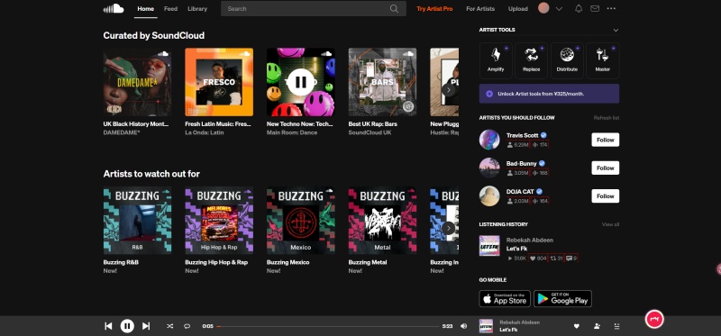 学校のタブレットでSoundCloud無料オンラインサイトで音楽を聴く