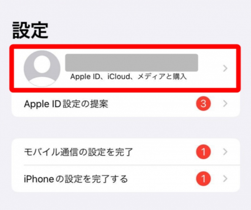設定で自分のアイコンをタップ