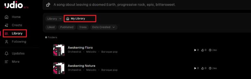 Udioのライブラリ