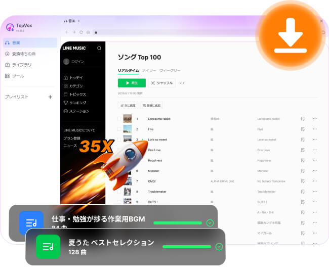 プレイリストを最大35倍速で一括変換